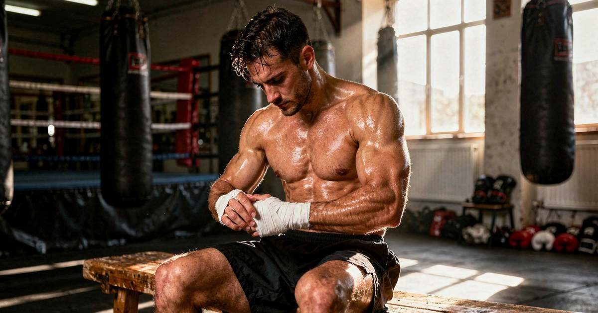 Boxer bei der Kampfvorbereitung im Trainingslager