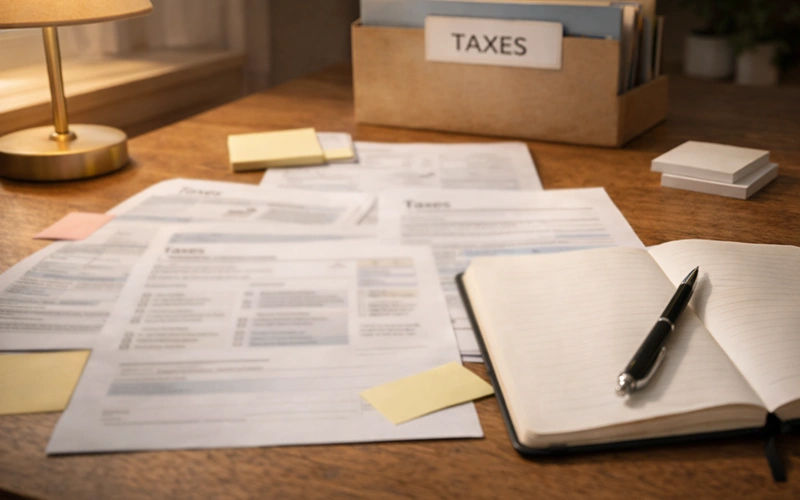 Dokumente und Unterlagen auf einem Schreibtisch